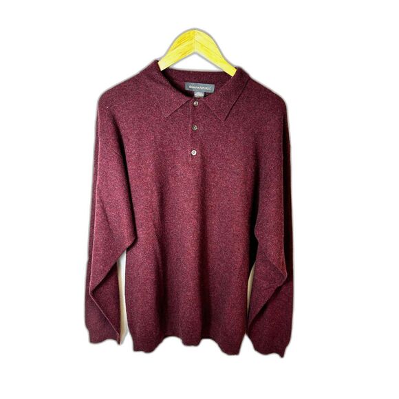 Banana Republic NWOT Burgundy 100% Cashmere LS Polo Sweater Size L - Picture 3 of 10